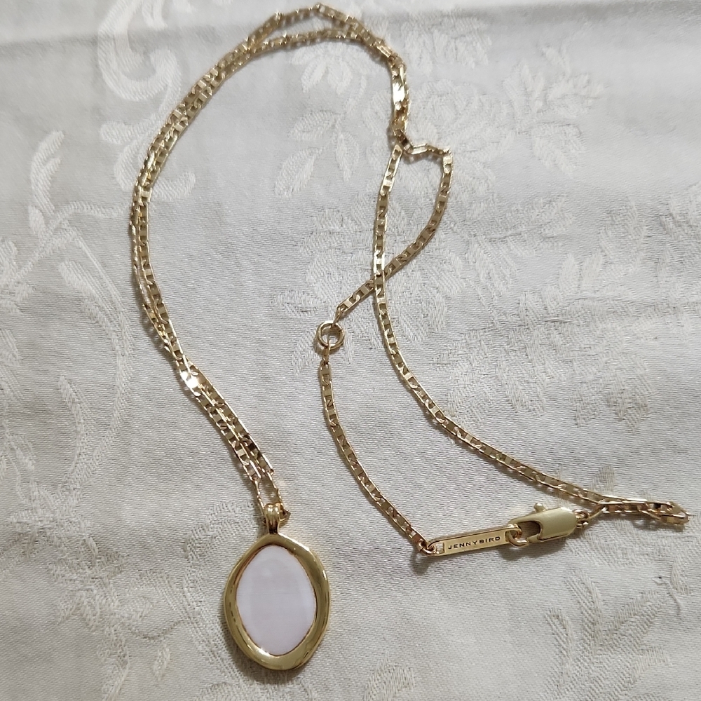 Jenny Bird Gold Tone Necklace with Cream Pendant